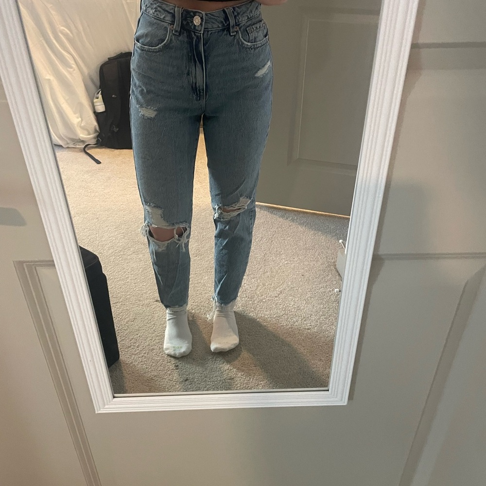Garage Blue High Rise Distressed Jeans